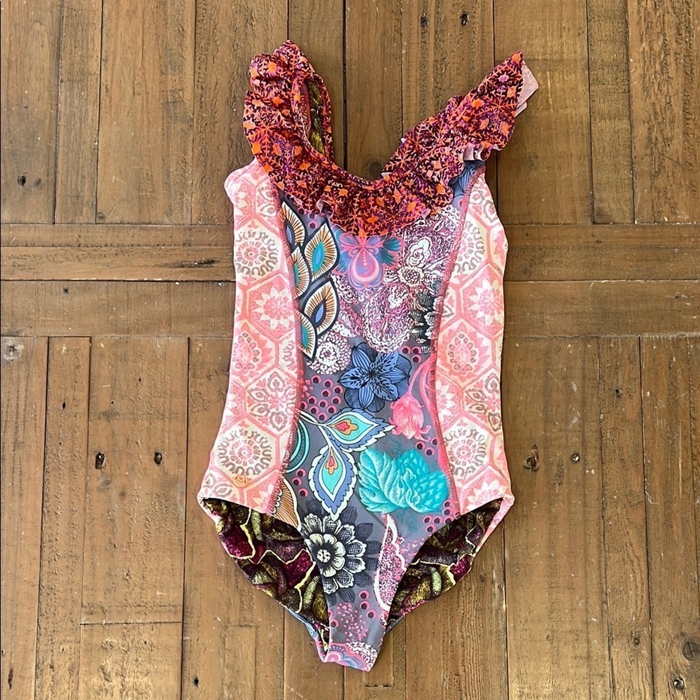 Maaji floral ruffled reversible one piece swimsuit